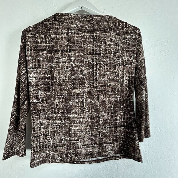 MaxMara Womens Brown Textured Knit Boat Neck Top Medium 3/4 Sleeve Made in Italy - Picture 2 of 7